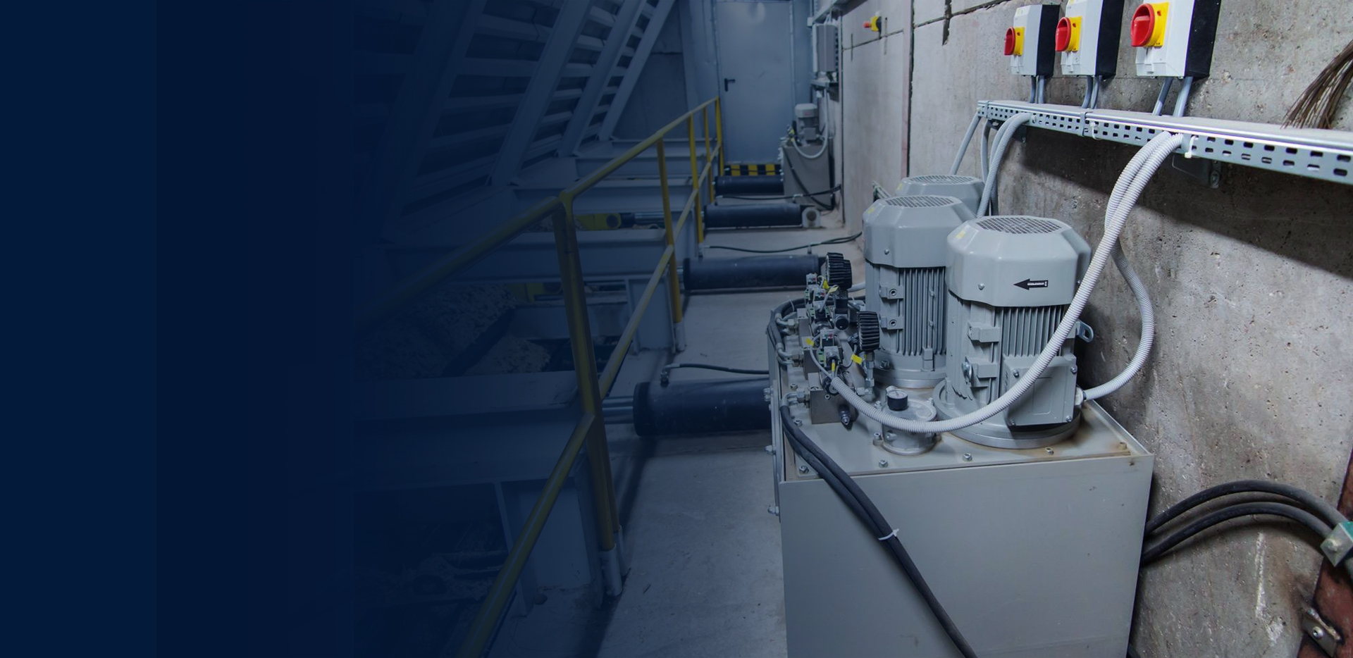 Hydraulic engineers installing industrial hydraulic systems