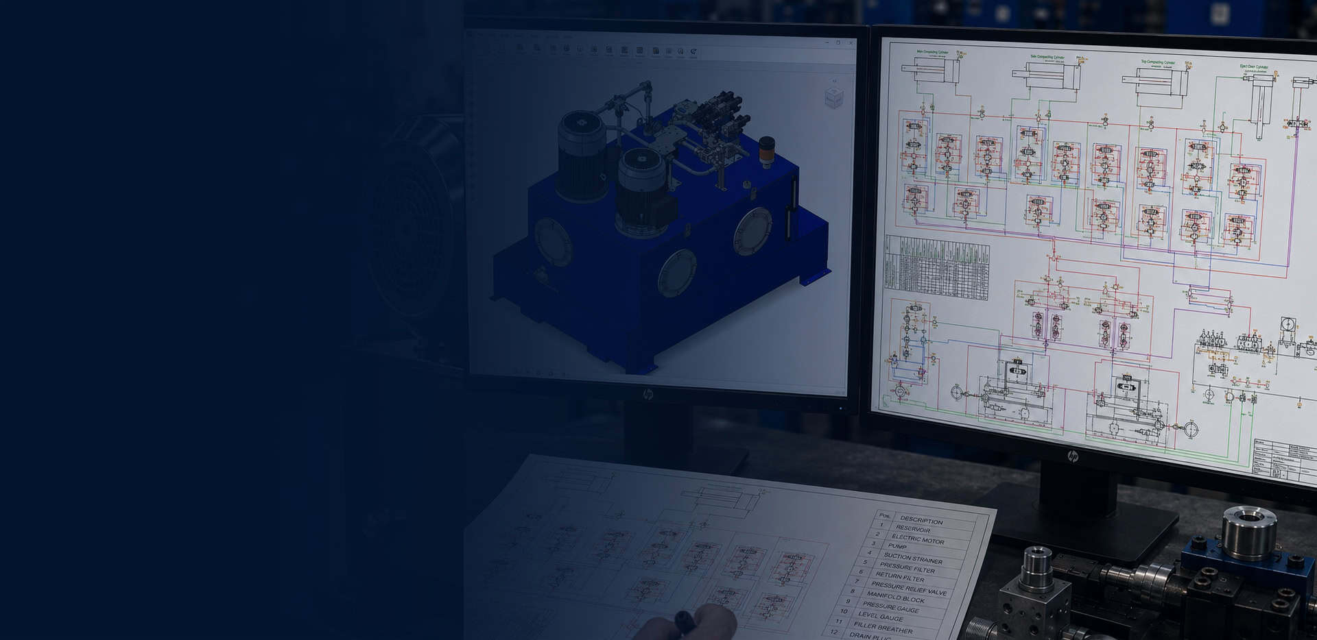 Hydraulic engineer designing bespoke hydraulic systems